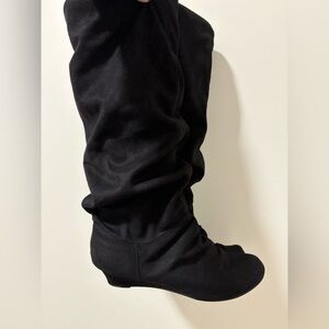 Call It Spring Black Over-The-Knee Slouch Wedge Boot